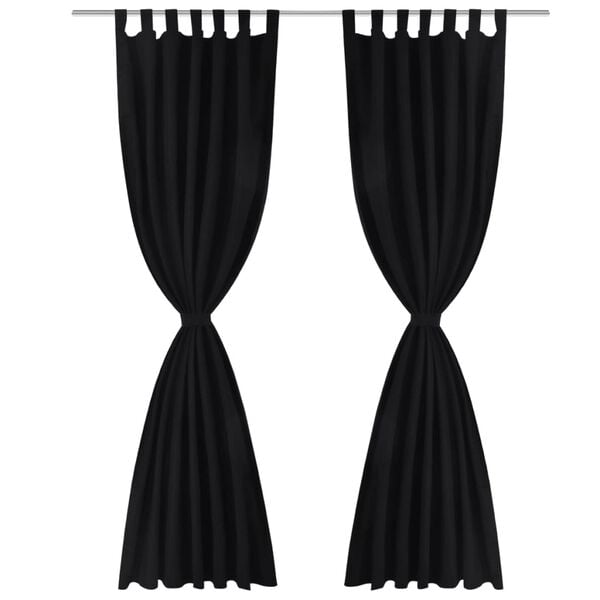 vidaXL 2 pcs Black Micro-Satin Curtains with Loops 55.1 x 88.6"