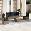 vidaXL 6 Piece Patio Sofa Set with Cushions Gray Poly Rattan
