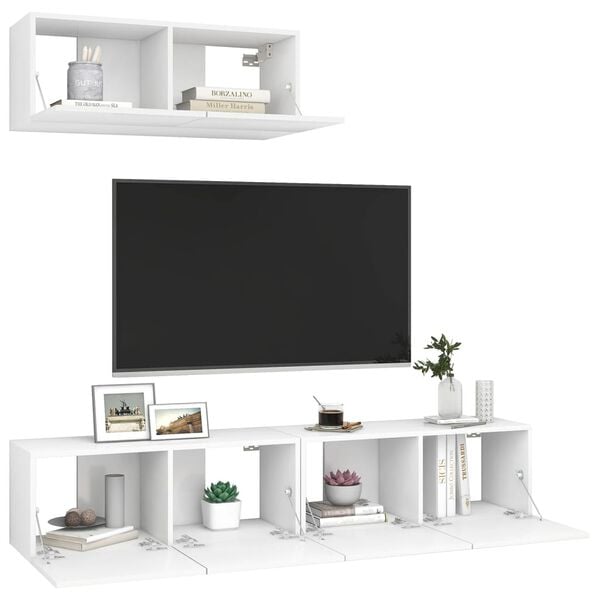 vidaXL TV Cabinet Set of 3 White Engineered Wood Standard TV Cabinet