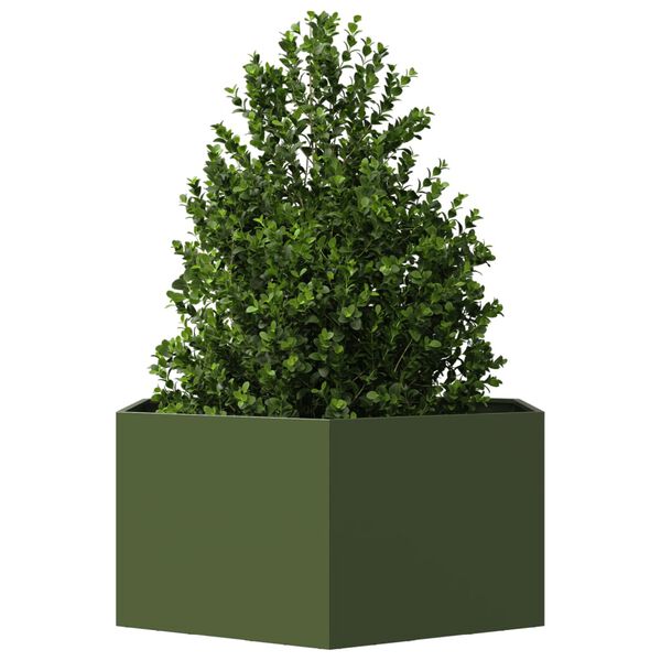 vidaXL Garden Planter Olive Green Steel Large Durable Garden Planter