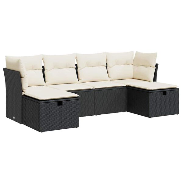 vidaXL Garden Sofa Set Black and Cream White