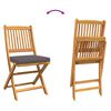 vidaXL Folding Chair 2 pcs Gray 49 x 57.5 x 92cm Solid Acacia wood