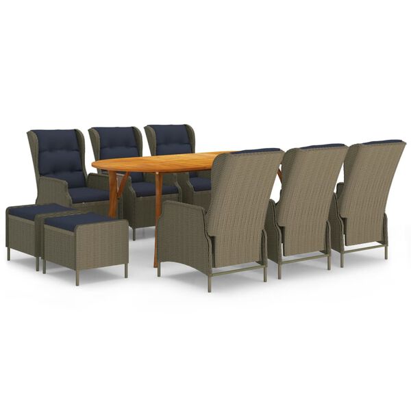 vidaXL 9 Piece Patio Dining Set Brown