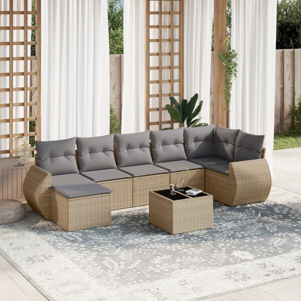 vidaXL Garden Sofa Set Beige PE Rattan Large Modular Garden Sofa Set