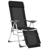 vidaXL Folding Camping Chairs 2 pcs with Footrest Black Aluminum