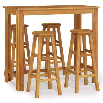 vidaXL 5 Piece Patio Bar Set Solid Wood Acacia