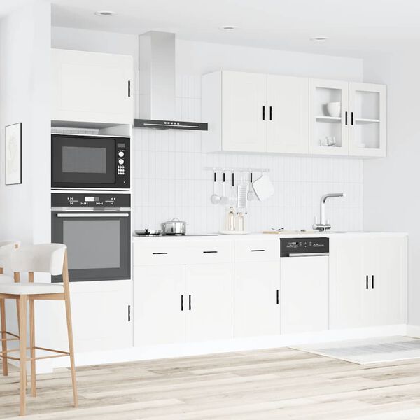 vidaXL Kitchen Cabinet Set White Engineered wood and glass Large
