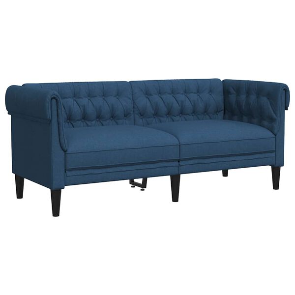 vidaXL Chesterfield Sofa Blue 100% polyester 2-Seater Chesterfield Sofa