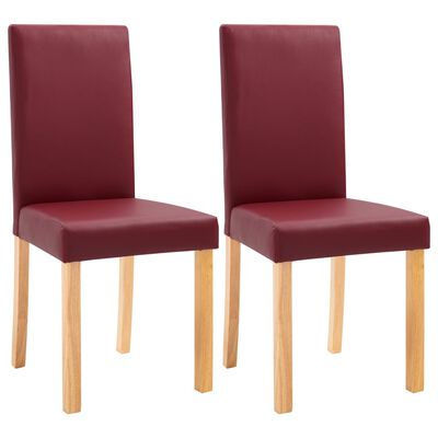 vidaXL Dining Chairs 2 pcs Red Faux Leather