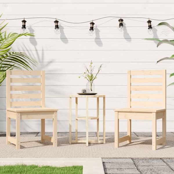 vidaXL Garden Chair Set of 2 Natural wood Solid Pine Wood Medium