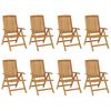 vidaXL Reclining Garden Chair Set of 8 Teak Solid teak wood