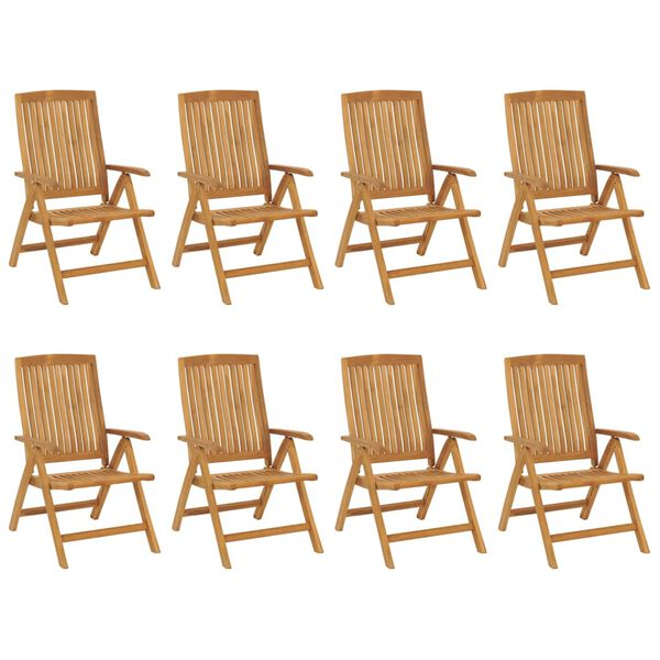 vidaXL Reclining Garden Chair Set of 8 Teak Solid teak wood