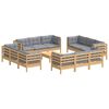 vidaXL Garden Lounge Set Grey Solid pine wood, fabric (100% polyester)
