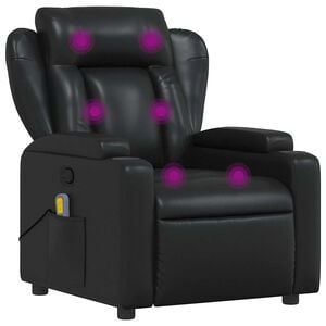 vidaXL Massage Recliner Chair Black Faux leather, metal, plywood Single
