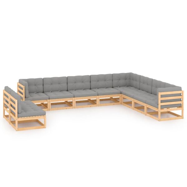 vidaXL Garden Lounge Set Natural Solid Pinewood 27.6 in square modules