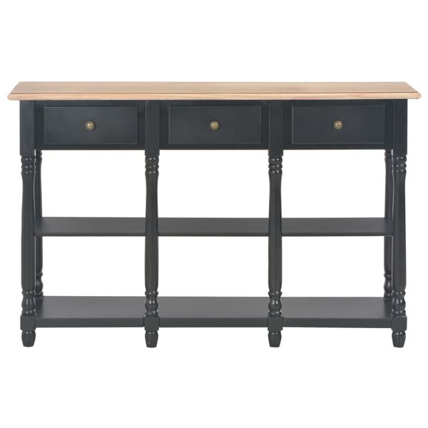 vidaXL Console Table Black and brown Engineered wood, solid pine wood