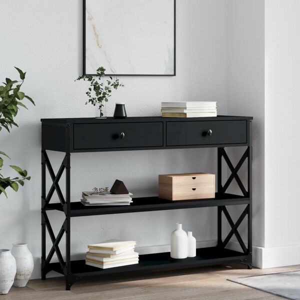 vidaXL Console Table Black Engineered wood 39.4 in x 11.0 in x 29.5 in
