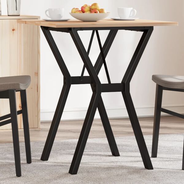 vidaXL Dining Table Natural Pine Solid Pine Wood and Powder-Coated Steel