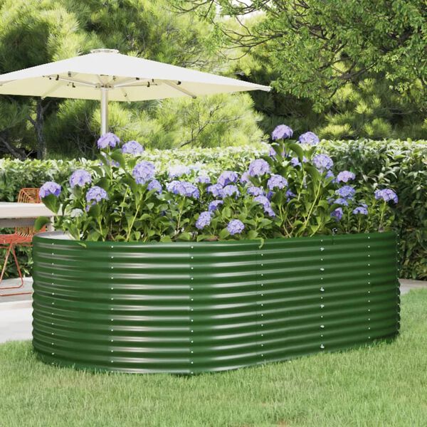 vidaXL Garden Raised Bed Green Powder-coated steel 83.5 x 55.1 x 26.8 in