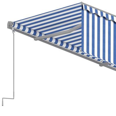 vidaXL Manual Retractable Awning with Blind 13.1'x9.8' Blue&White