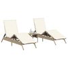 vidaXL Sun Lounger Set of 2 Beige Poly Rattan, Powder-Coated Steel Large