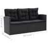 vidaXL Sofa Set Black PE rattan, powder-coated steel, glass Medium