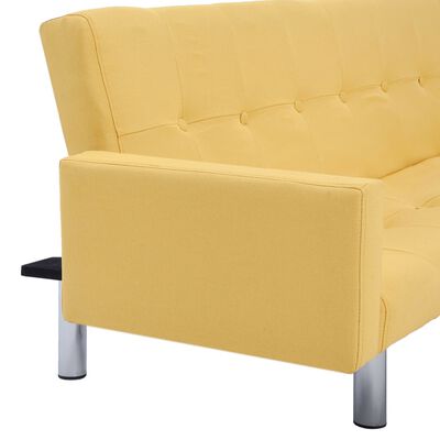 vidaXL Sofa Bed with Armrest Yellow Polyester