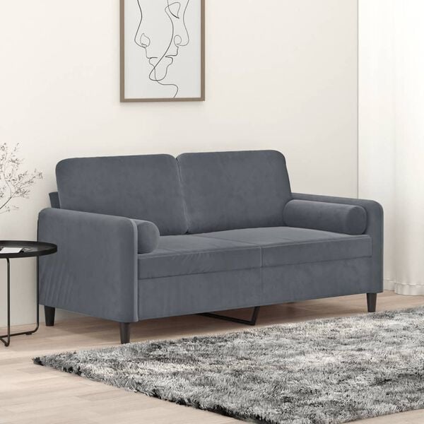vidaXL 2-seater Sofa Dark gray Velvet (100% polyester), Metal, Textilene