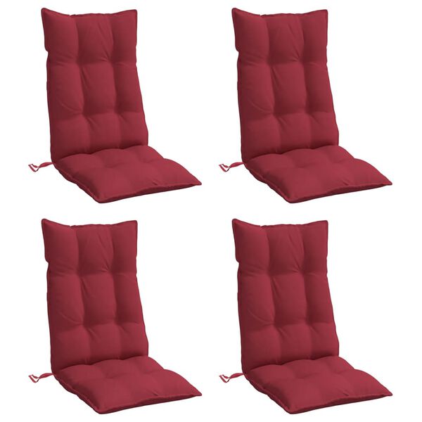 vidaXL Highback Chair Cushion Set of 4 Wine Red