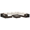 vidaXL Patio Sofa Brown rattan + cream white cushion