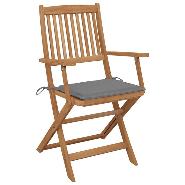 vidaXL Garden Chair Set of 6 Acacia wood with gray cushions