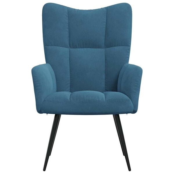 vidaXL Relaxing Chair Blue Velvet (100% polyester), steel Medium