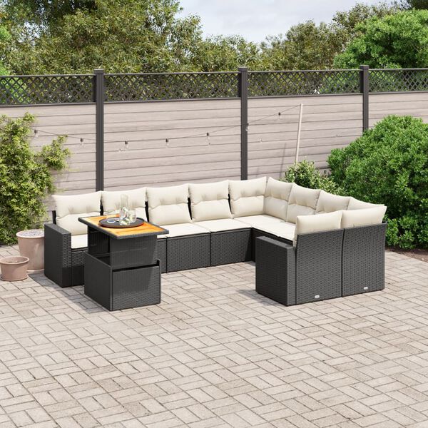 vidaXL Patio Sofa Set Black, Cream White