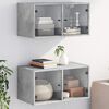 vidaXL Wall Cabinet Set of 2 Concrete grey Engineered wood, glass Medium