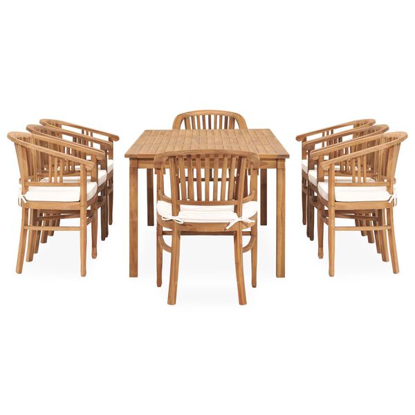 vidaXL 9 Piece Patio Dining Set with Cushions Solid Teak Wood