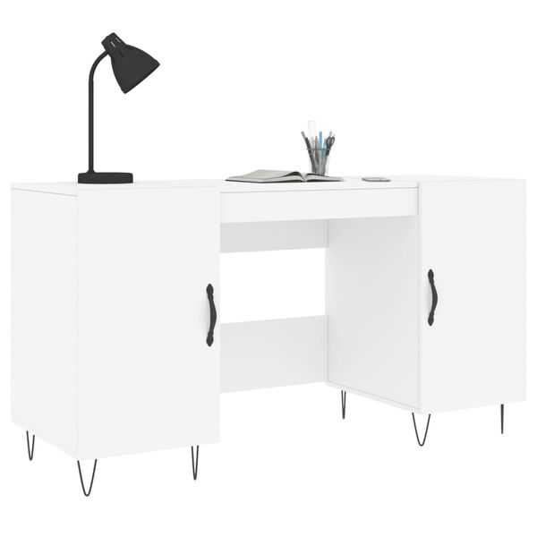 vidaXL Desk White Engineered wood, iron, aluminum alloy Medium Desk
