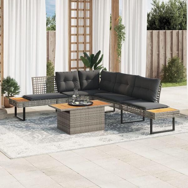 vidaXL Garden Sofa Set Grey, Dark Grey