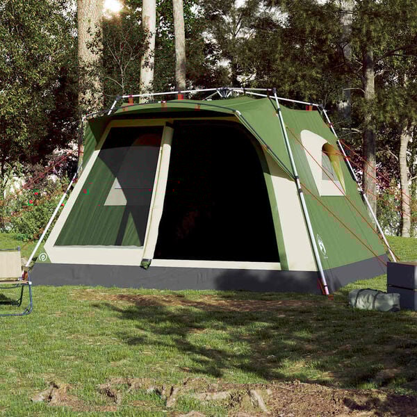 vidaXL Family Tent Cabin 7-Person Green Quick Release