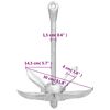 vidaXL Folding Anchor with Rope Silver 3.3 lb Malleable Iron