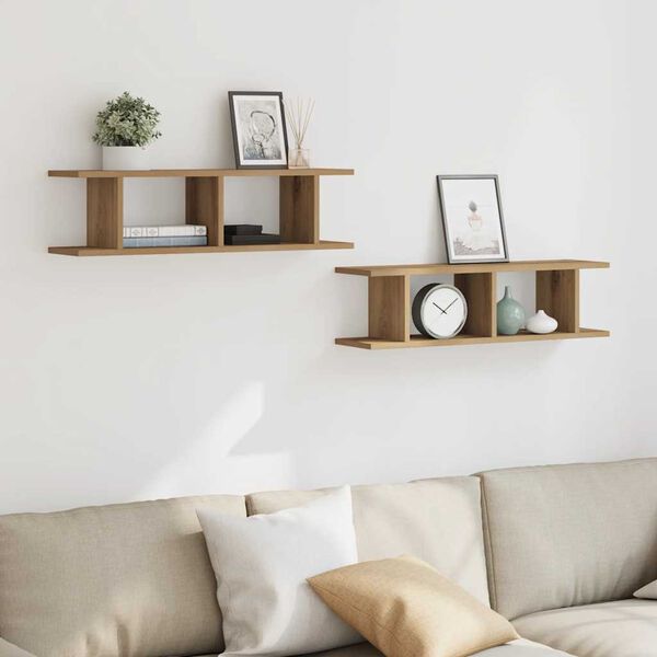 vidaXL Wall Shelf Set of 2 Artisan Oak Engineered wood