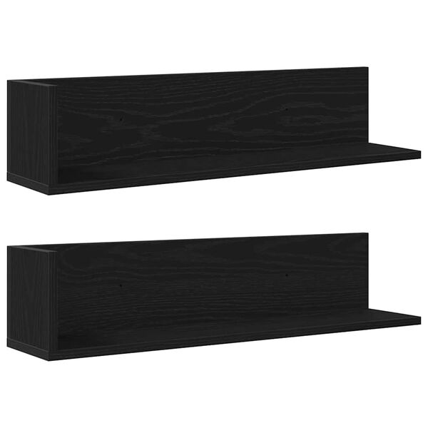 vidaXL Wall Shelf Black Engineered wood Medium Wall mounting