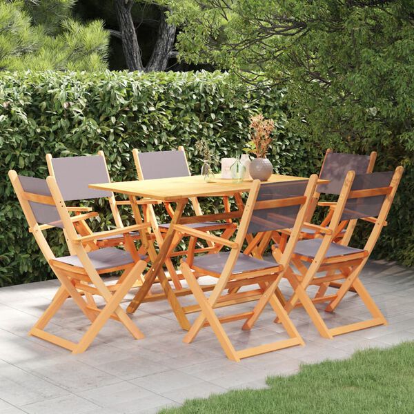 vidaXL 7 Piece Patio Dining Set Gray Solid Eucalyptus Wood