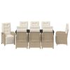 vidaXL Garden Dining Set with Cushion 9 pcs Beige Poly Rattan