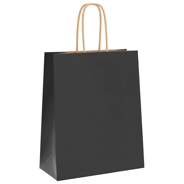 vidaXL Paper Bags 50 pcs with Handles Black 18x8x22 cm