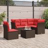 vidaXL 6 Piece Patio Sofa Set with Cushions Brown Poly Rattan