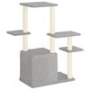vidaXL Cat Tree Light grey Engineered wood, plush, sisal 38.4 in tall