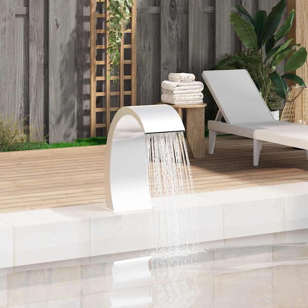 vidaXL Pool Fountain Silver Stainless steel 304 Medium Decorative Inlays