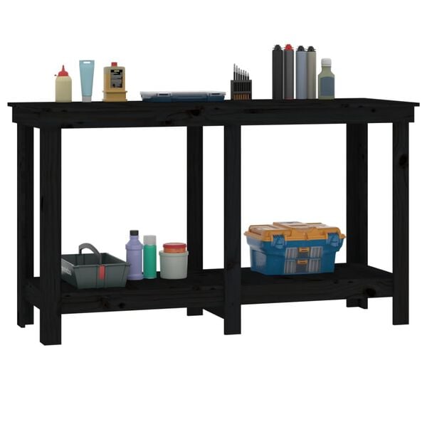 vidaXL Work Bench Black 55.1x19.7x31.5" Solid Wood Pine
