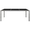 vidaXL Outdoor Dining Table Grey PE rattan, black tempered glass, steel