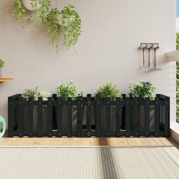 vidaXL Garden Raised Bed Black Solid pine wood Large Durable